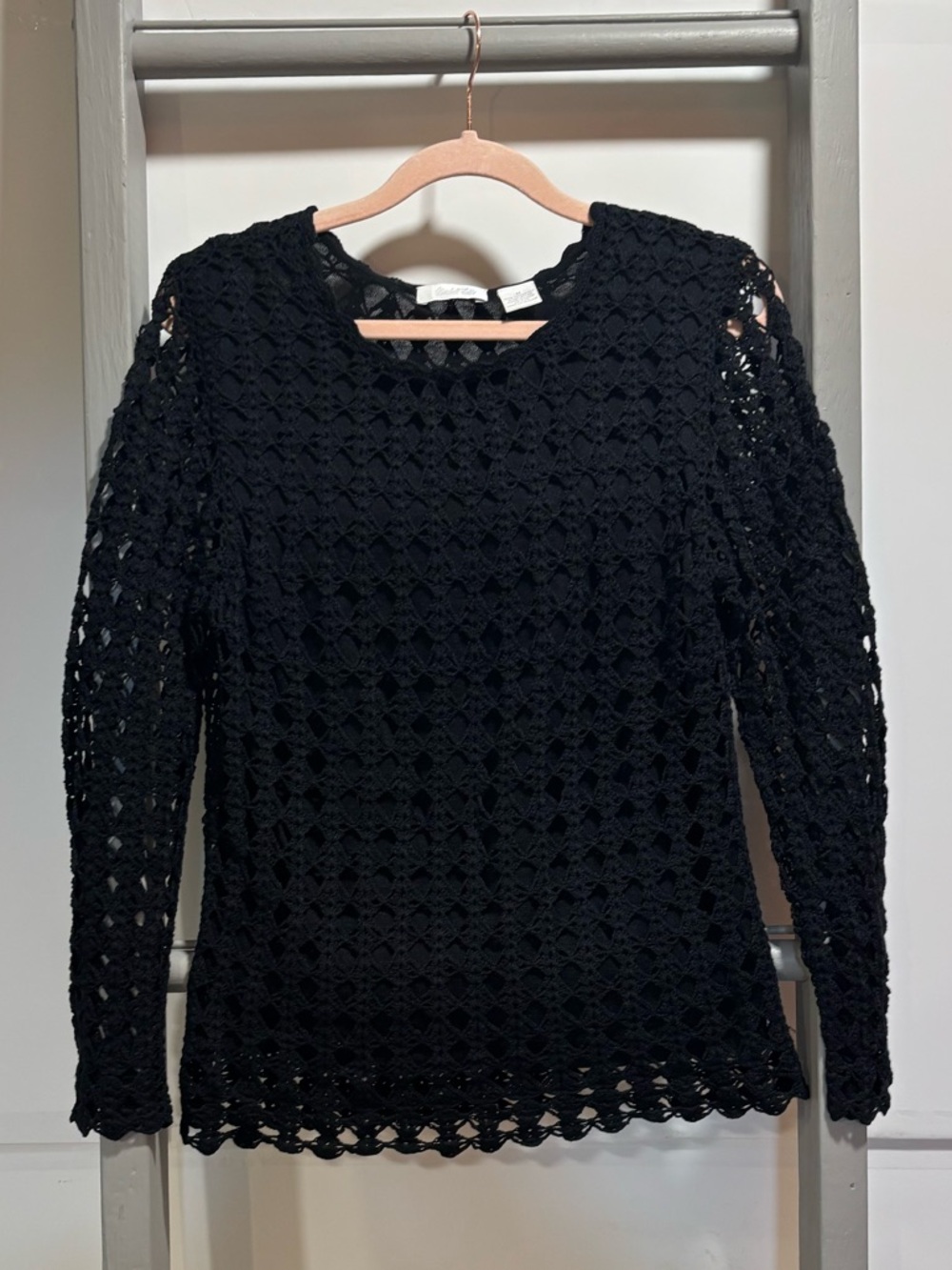 Vintage M Crochet silk/cotton pullover, natural, whimsigoth, fairy, lagenlook
